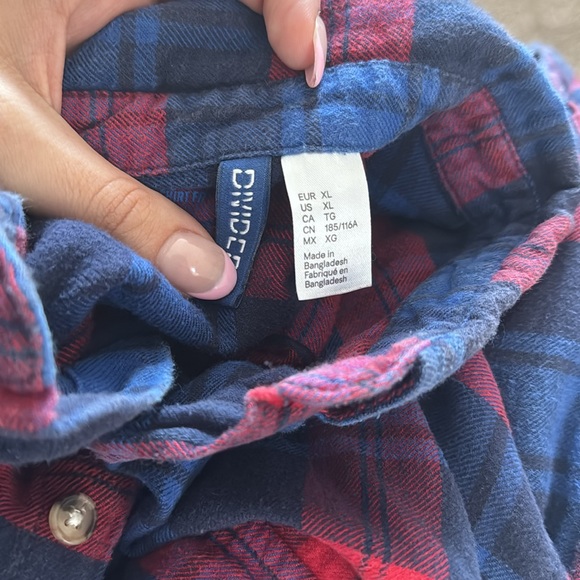 Divided Red/Blue Oversized Button Down Flannel - Picture 4 of 5